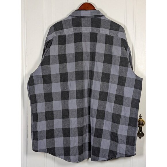 St. John's Bay Flannel Shirt Men's 3XL Tall Lumberjack Plaid Black Gray VTG - Picture 2 of 3